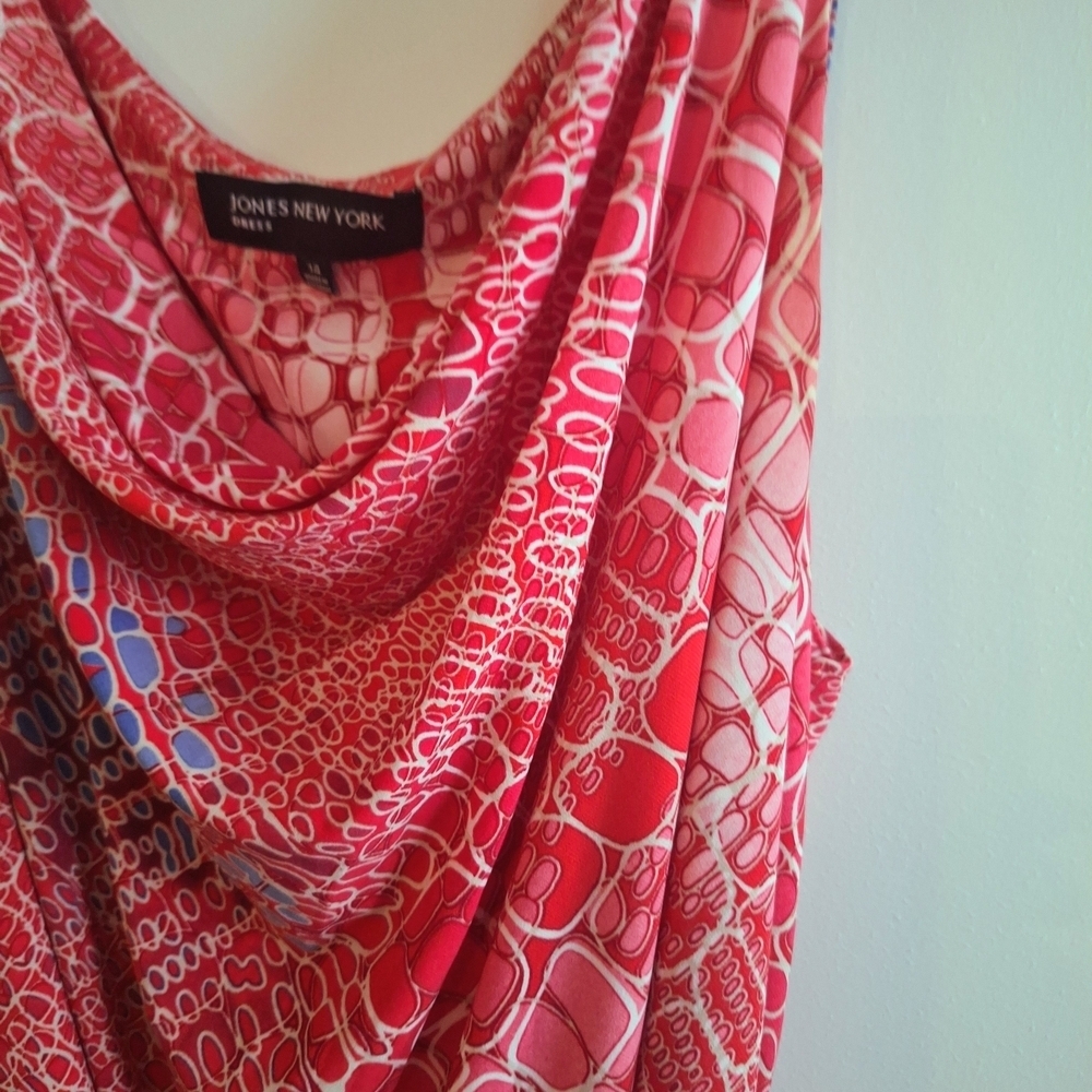 NWOT Chic Jones New York Coral and White Sleeveless Dress - Picture 4 of 6
